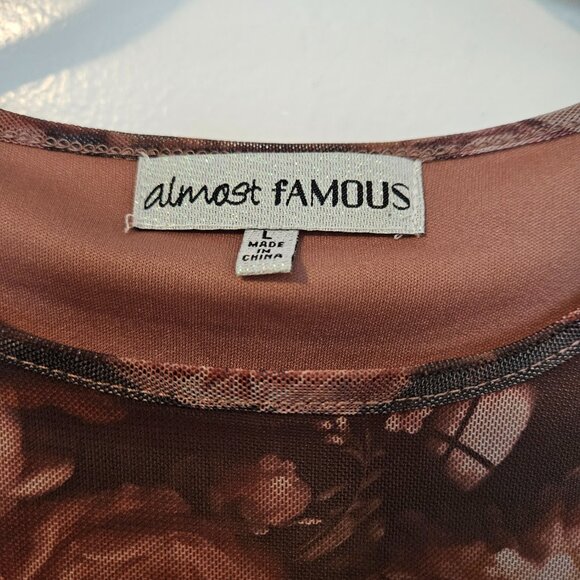 NWOT Almost Famous Large Antique Renaissance Rose Fitted Mesh Maxi Dress - Picture 5 of 6